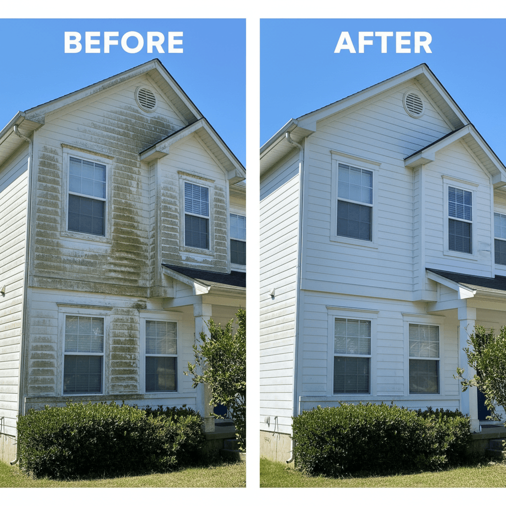 Before and after exterior cleaning results