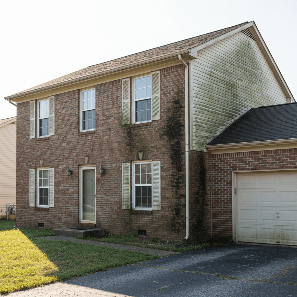 Home exterior with mold and grime buildup