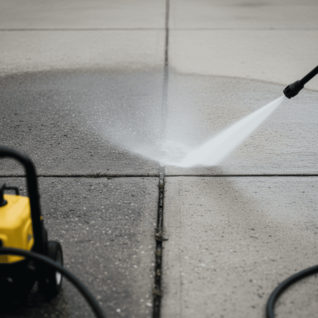 Driveway pressure washing before and after