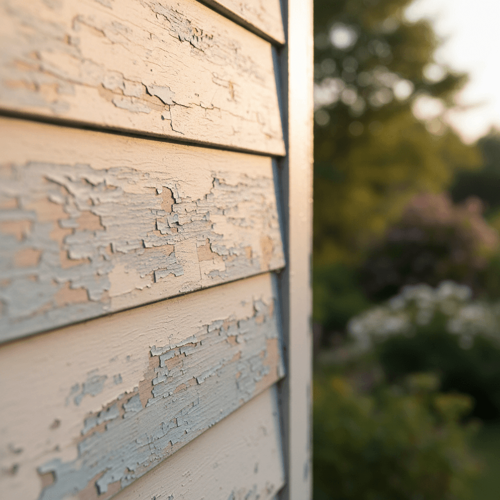 Painted house siding before cleaning