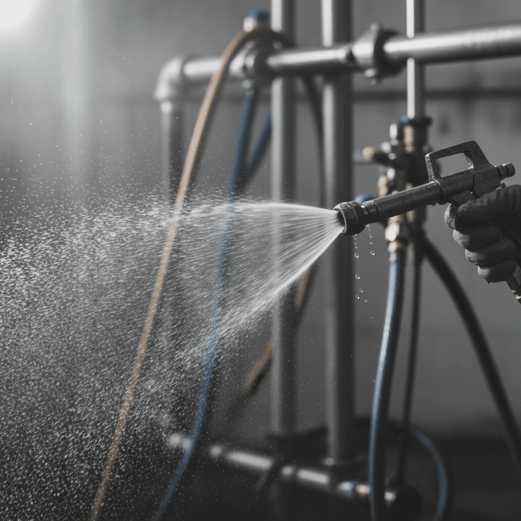 Soft washing spray nozzle and mist