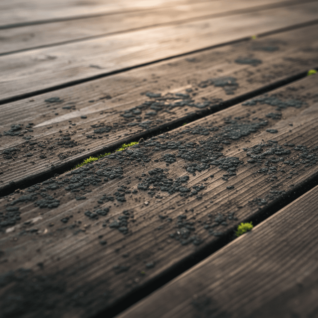 Deck with heavy mold and staining