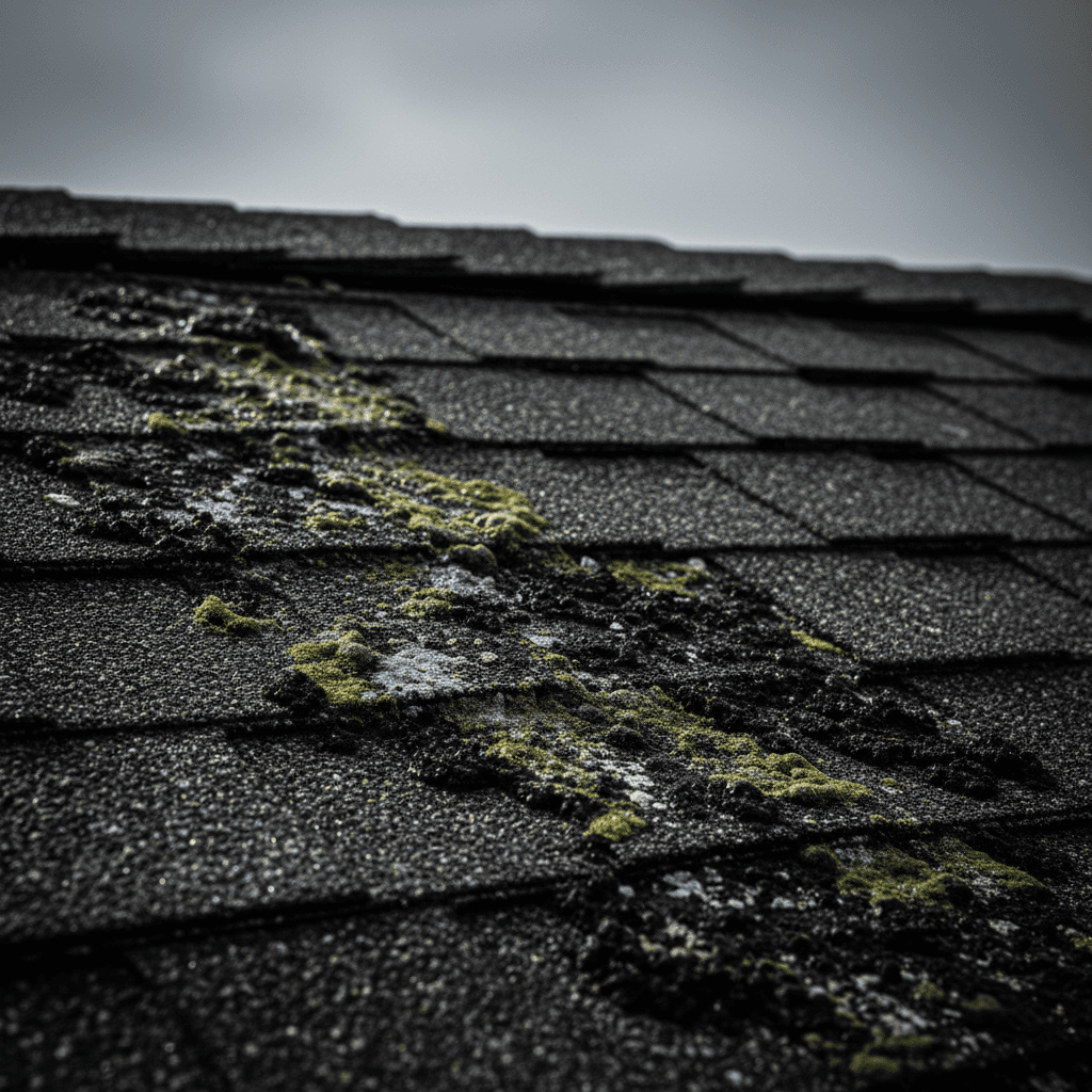 Mold and algae on roof shingles