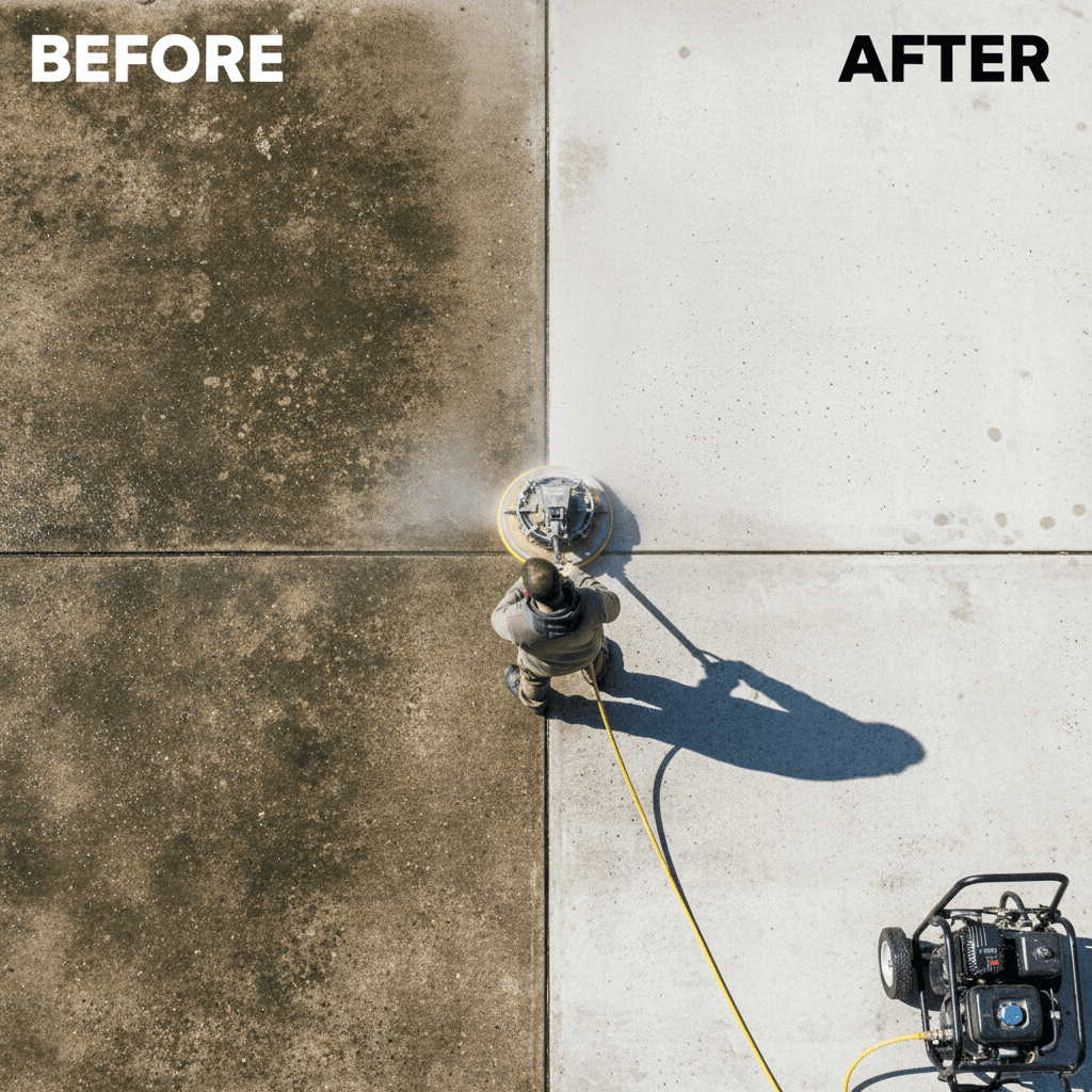 Driveway transformation through professional pressure washing