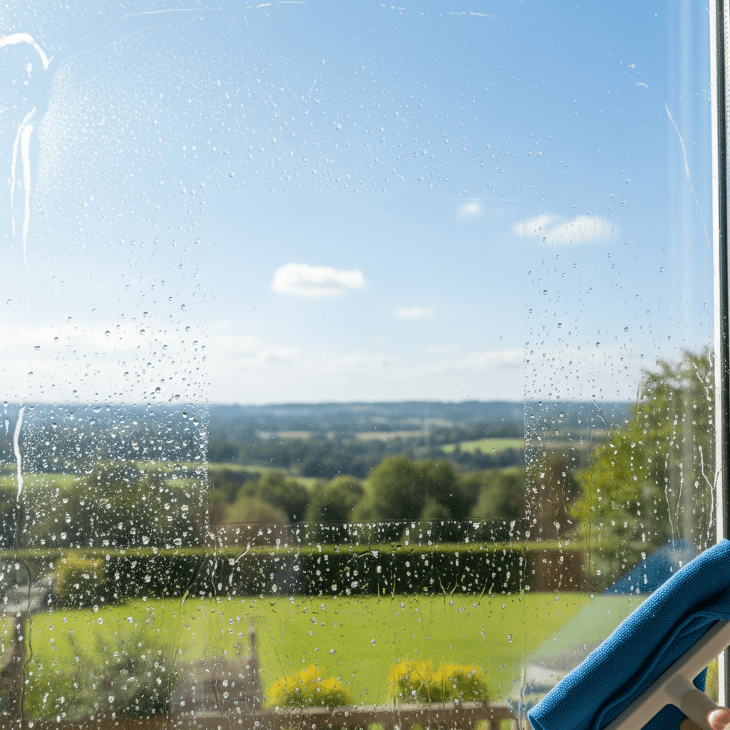 Crystal-clear window after professional cleaning service