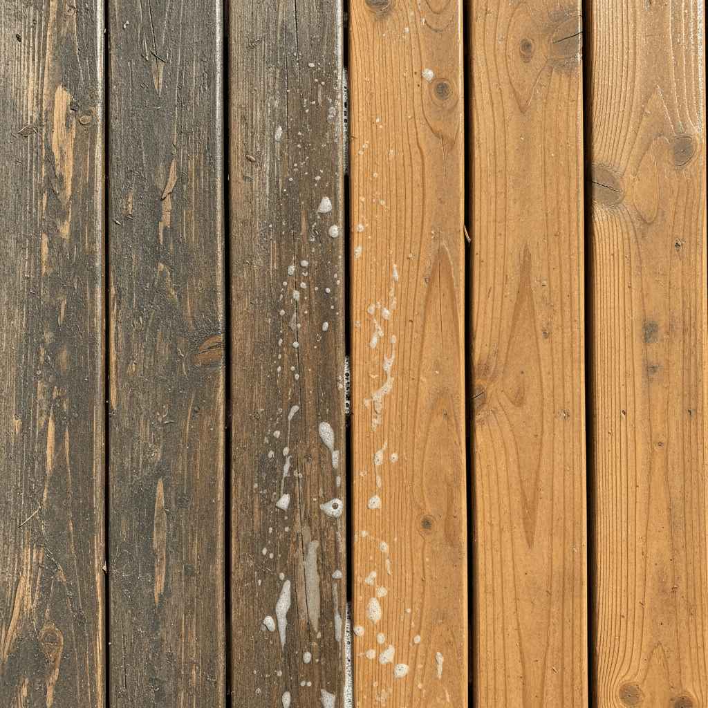 Deck pressure washing detail comparison