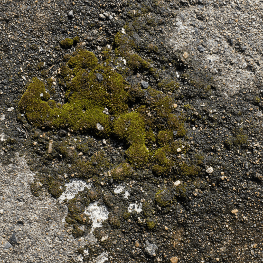 Concrete surface with algae buildup